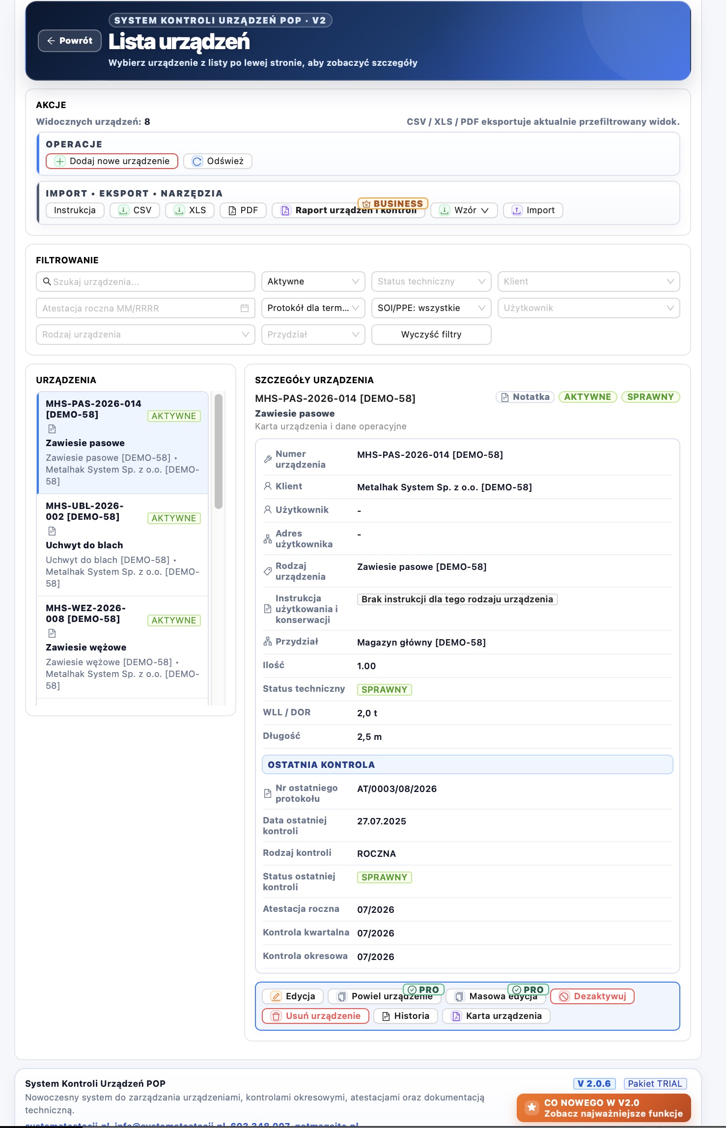 Lista urządzeń