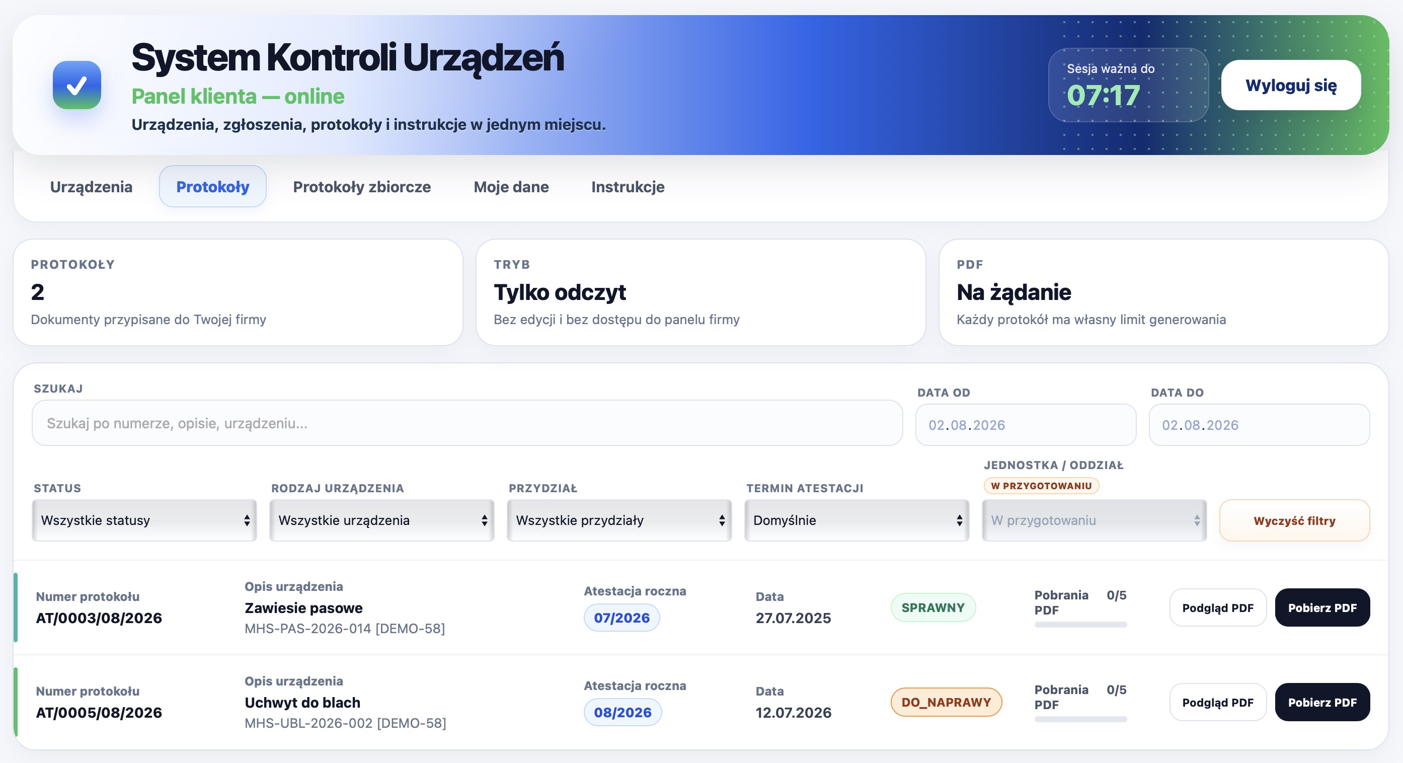 Protokoły klienta