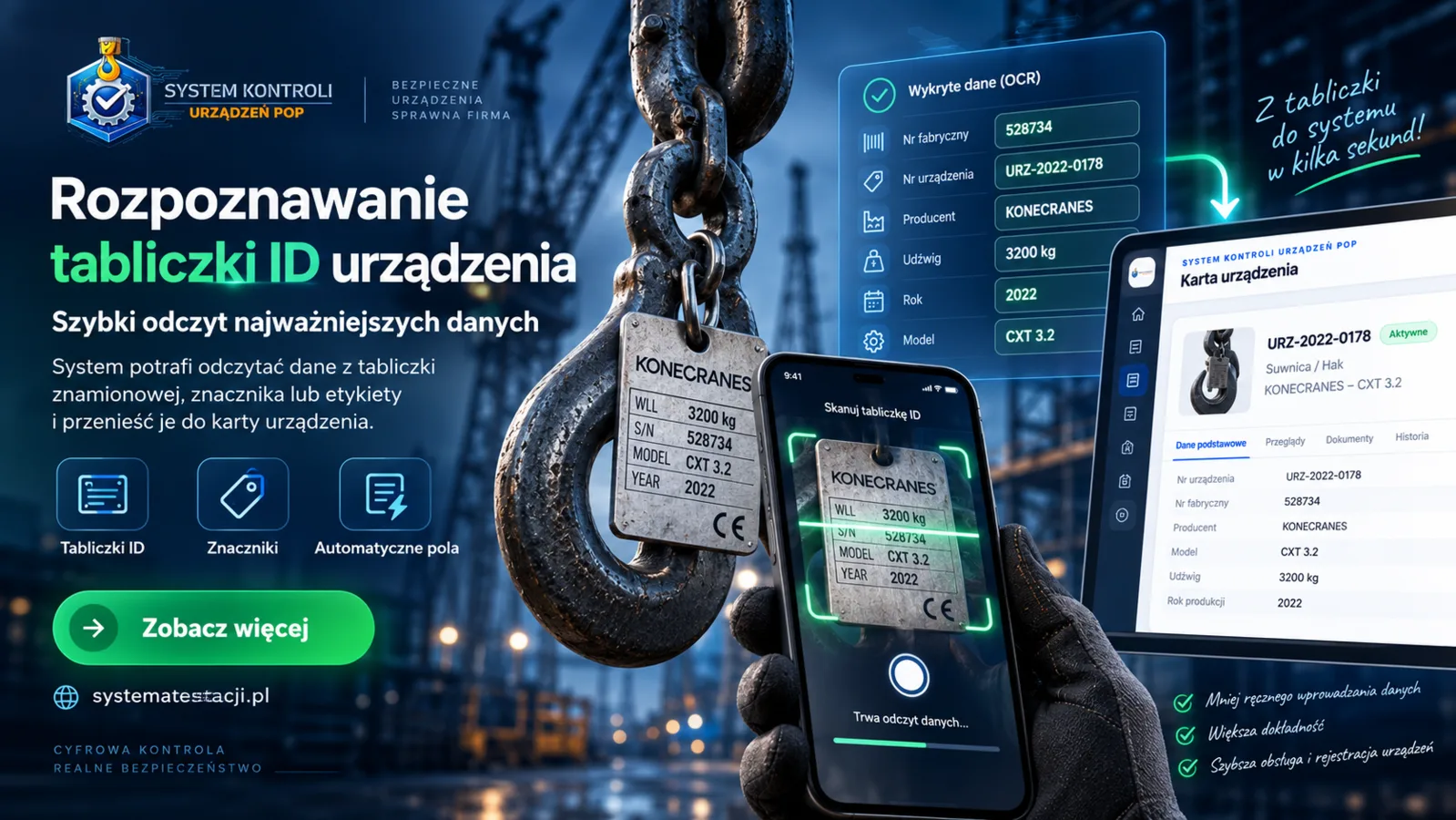 Rozpoznawanie danych z tabliczki ID urządzenia w Systemie Kontroli Urządzeń